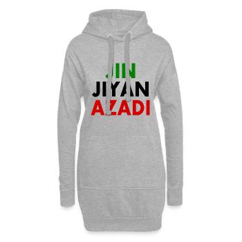 jin jiyan azadi - Sweat-shirt à capuche long Femme - gris chiné - Devant