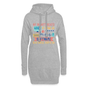My Heart Beats For A Software Developer - Hoodie Dress - heather grey - Front