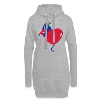 Fasching Karneval Narrenkappe Herz Luftballon - Hoodie-Kleid - Grau meliert - Vorne