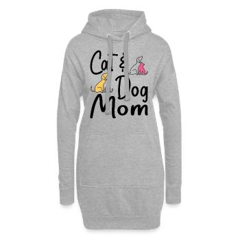 Pet Cat And Dog Mom Tees For Women, Cat Dog Mom - Sweat-shirt à capuche long Femme - gris chiné - Devant