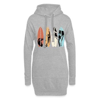 Surf surfer cadeau Vintage Surf Surf Surf Plage - Sweat-shirt à capuche long Femme - gris chiné - Devant