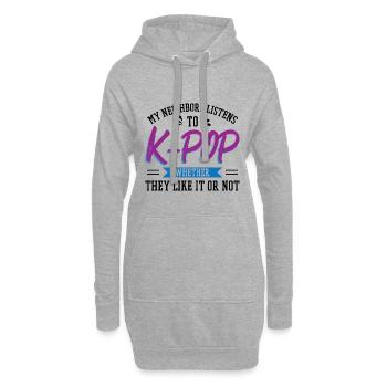 Citation K-pop amusante Musique sud-coréenne - Sweat-shirt à capuche long Femme - gris chiné - Devant
