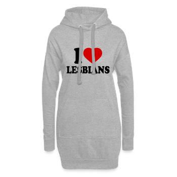 I love lesbians - Sweat-shirt à capuche long Femme - gris chiné - Devant
