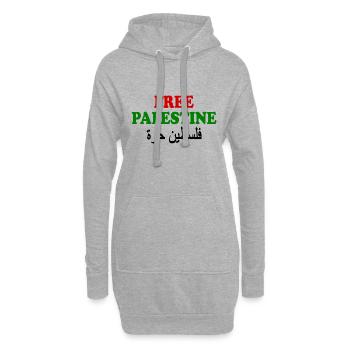Free palestine فلسطين حرة - Sweat-shirt à capuche long Femme - gris chiné - Devant