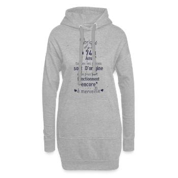 Fabriqué il y a 74 ans - Sweat-shirt à capuche long Femme - gris chiné - Devant
