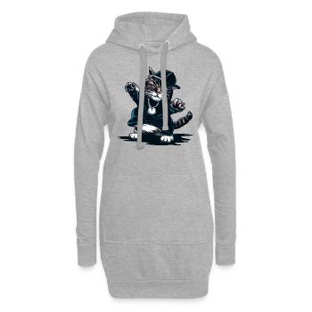 Cat The Rap Artist - Sweat-shirt à capuche long Femme - gris chiné - Devant