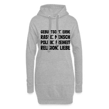 Jesus Geburtsort Erde Rasse Mensch Religion Liebe - Hoodie-Kleid - Grau meliert - Vorne