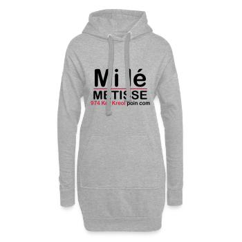 Mi lé METISSE - Sweat-shirt à capuche long Femme - gris chiné - Devant