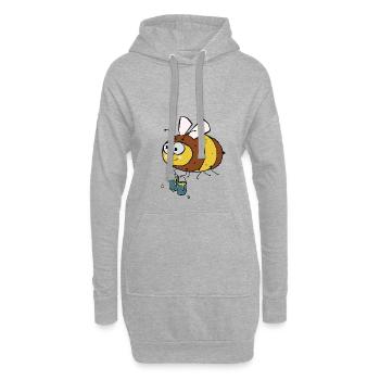 Biene - Hoodie-Kleid - Grau meliert - Vorne
