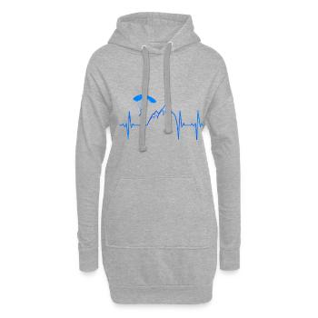 Heartbeat Graphic Paragliding Paraglider Skydiver - Hoodie-Kleid - Grau meliert - Vorne