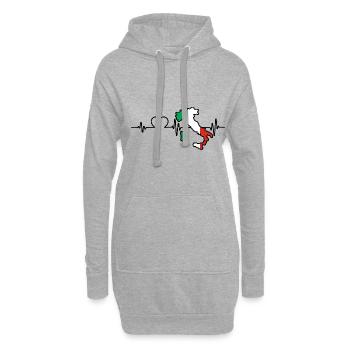 Italie Italien Italien Battement de cœur Italie - Sweat-shirt à capuche long Femme - gris chiné - Devant