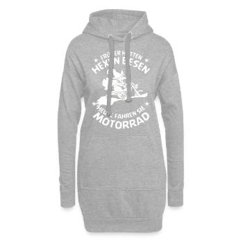 Hexen Besen Motorrad - Hoodie-Kleid - Grau meliert - Vorne