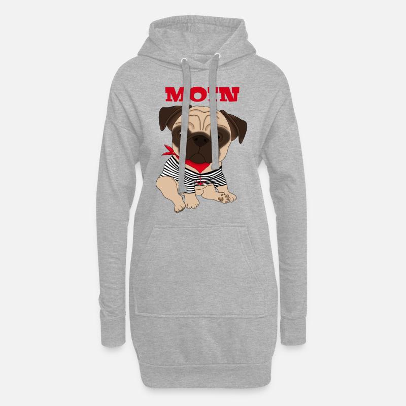 Moin Mops Hund Geschenkidee - Hoodie-Kleid - Grau meliert