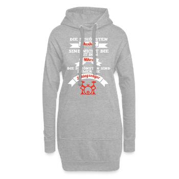 Les plus beaux musiciens sont des batteurs - Sweat-shirt à capuche long Femme - gris chiné - Devant