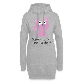 Süße Katze - Schmierst du mir ein Brot - Hoodie-Kleid - Grau meliert - Vorne