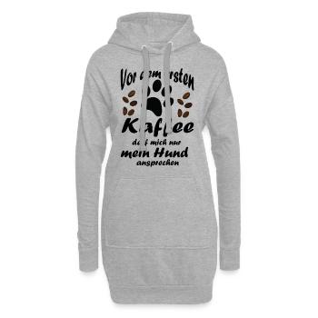 Kaffee Hund - Hoodie-Kleid - Grau meliert - Vorne
