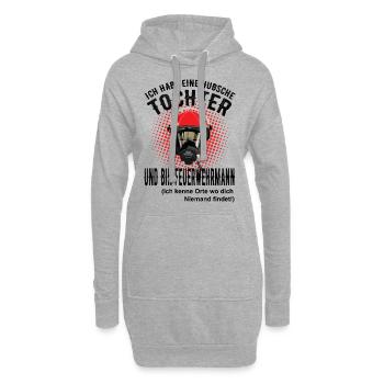 Vater Feuerwehrmann Und Tochter - Hoodie-Kleid - Grau meliert - Vorne