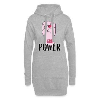 Féminisme Féministe Girl Power - Sweat-shirt à capuche long Femme - gris chiné - Devant
