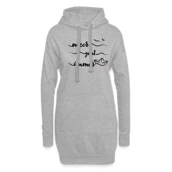 Papierschiff Meer Papierboot Papierschiffchen - Hoodie-Kleid - Grau meliert - Vorne