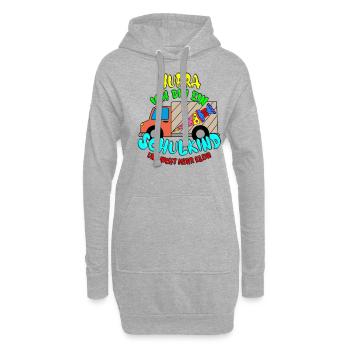 Einschulung 2020 Hurra ich bin ein Schulkind - Hoodie-Kleid - Grau meliert - Vorne