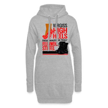 Prinzessin Frau Feuerwehr Stiefel High Heels - Hoodie-Kleid - Grau meliert - Vorne