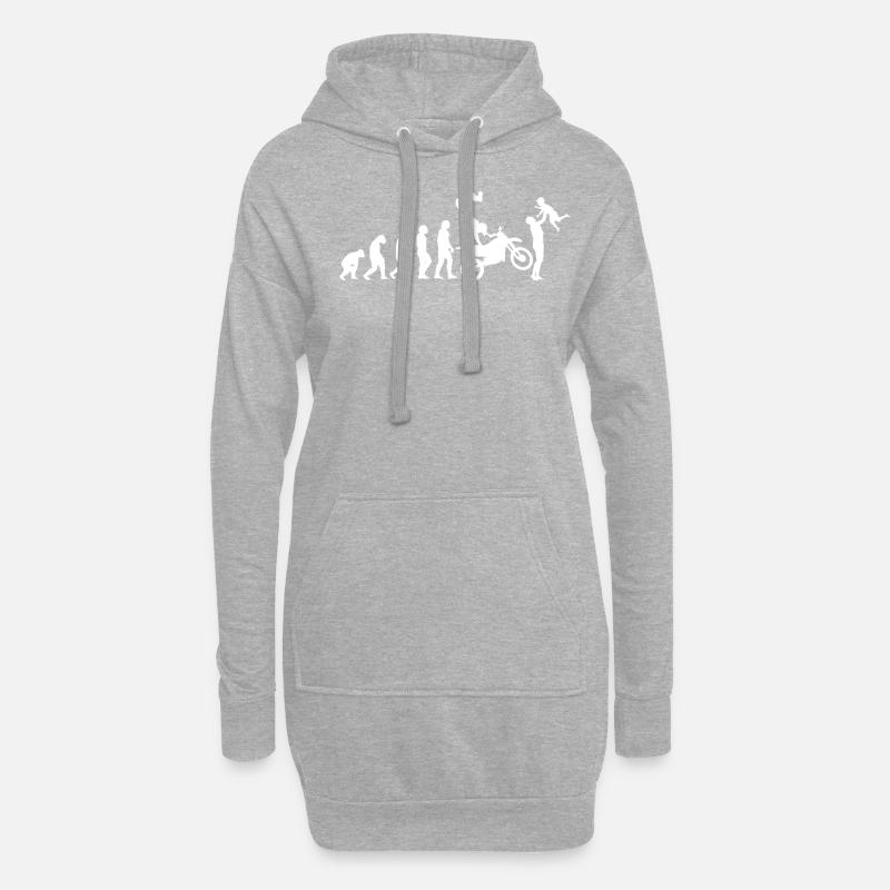 Biker Evolution Papa Motorradfahrer Motorrad Cross - Hoodie-Kleid - Grau meliert