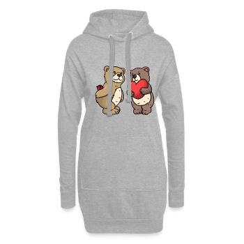 Ours mignon amour coeur rose saint valentin - Sweat-shirt à capuche long Femme - gris chiné - Devant