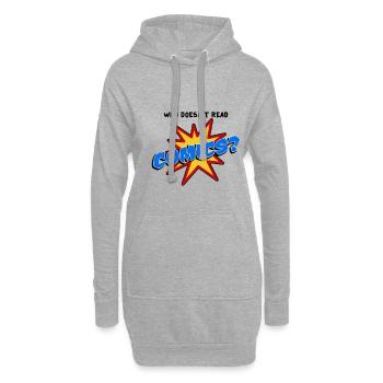 Who doesn´t read comic - Hoodie-Kleid - Grau meliert - Vorne