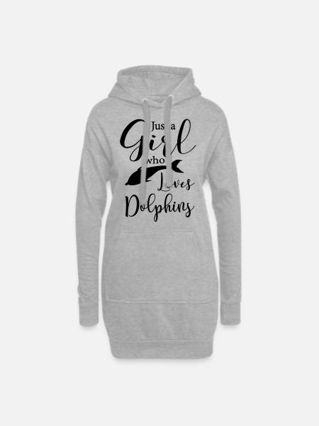 Delfin Delfine Liebe Tier Wasser Geschenk Mädchen - Hoodie-Kleid - Grau meliert