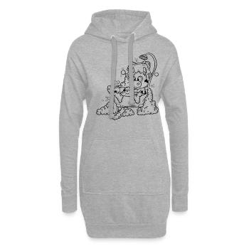 Kuh in der Badewanne - Hoodie-Kleid - Grau meliert - Vorne