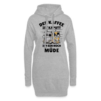 Kaffeetrinker Morgenmuffel Kaffeeliebhaber Katze - Hoodie-Kleid - Grau meliert - Vorne