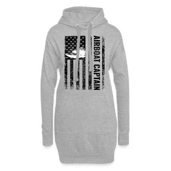 Pavillon américain USA Airboat Airboating Capitaine - Sweat-shirt à capuche long Femme - gris chiné - Devant
