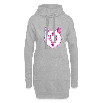 Glitch Cat Leuchtende katze mit Augen - Hoodie-Kleid - Grau meliert - Vorne