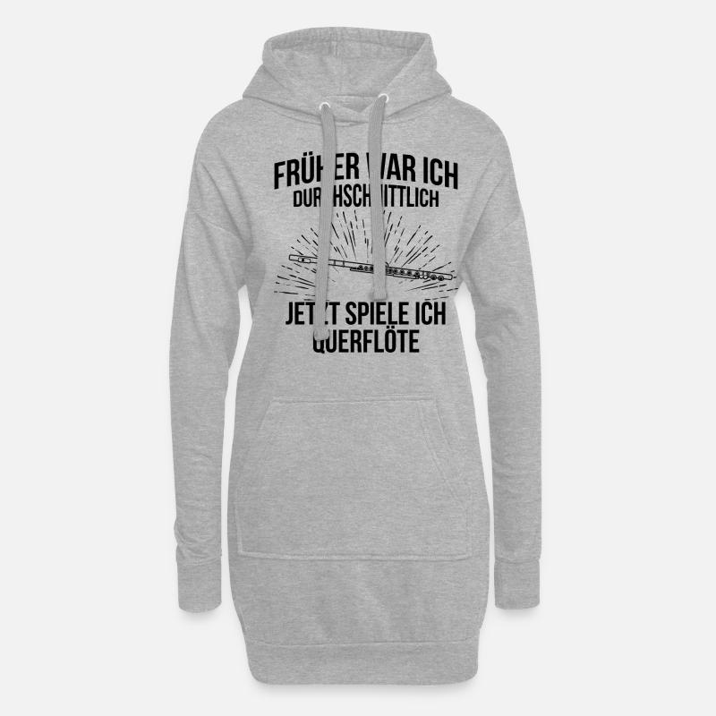 Querflöte Querflötenspieler Querflötist - Hoodie-Kleid - Grau meliert
