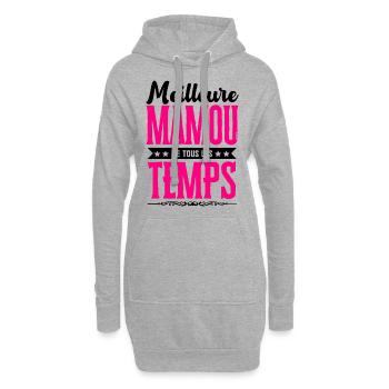 Meilleure Mamou de Tous les Temps - Rose/Noir - Sweat-shirt à capuche long Femme - gris chiné - Devant