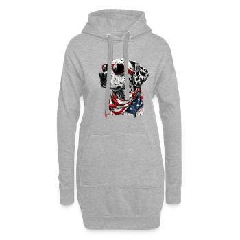 Drapeau patriotique dalmate américain - Sweat-shirt à capuche long Femme - gris chiné - Devant