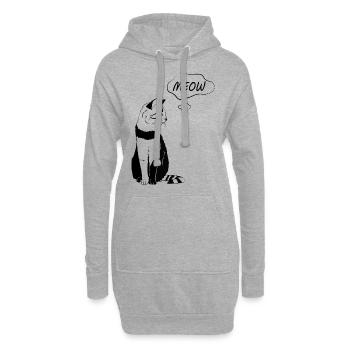 Miaou de chat mignon - Sweat-shirt à capuche long Femme - gris chiné - Devant