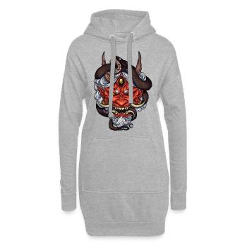 Serpent Rouge Oni Démon - Sweat-shirt à capuche long Femme - gris chiné - Devant