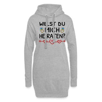 Willst Du Mich Heiraten? Heiratsantrag - Hoodie-Kleid - Grau meliert - Vorne