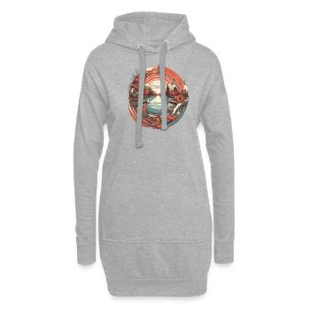 Angler Angelboot Fischerboot Camping-Angler-Boot - Hoodie-Kleid - Grau meliert - Vorne