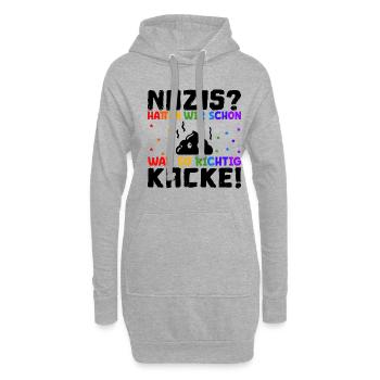Sprüche gegen Rechts Nazis hatten wir schon mal - Hoodie-Kleid - Grau meliert - Vorne