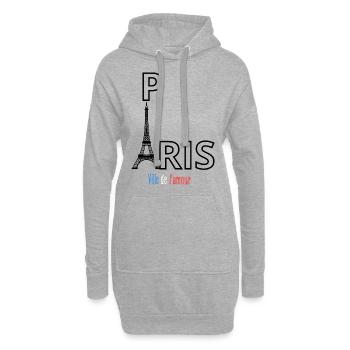 Paris - Sweat-shirt à capuche long Femme - gris chiné - Devant