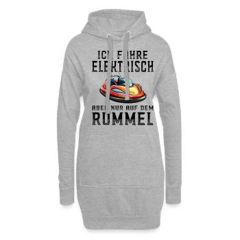 Ich fahre Elektrisch Kirmes Autoscooter - Hoodie-Kleid - Grau meliert - Vorne