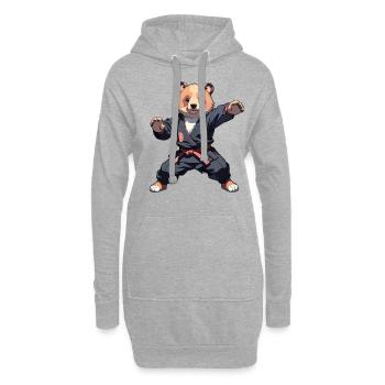 Karate Bear with Black Belt Karate Bär - Hoodie-Kleid - Grau meliert - Vorne