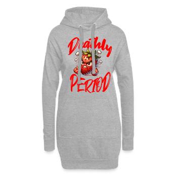 Deathly Period Erdbeerwoche Periode Menstruation - Hoodie-Kleid - Grau meliert - Vorne