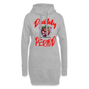 Deathly Period - Humorvolle Erdbeerwoche Grafik - Hoodie-Kleid - Grau meliert - Vorne