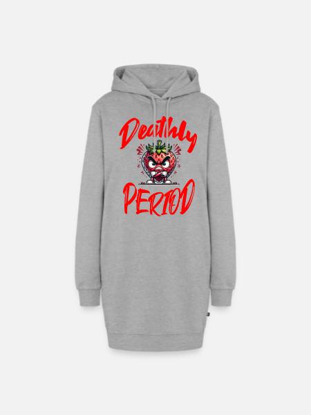 Deathly Period - Humorvolle Erdbeerwoche Grafik - Hoodie-Kleid - Grau meliert