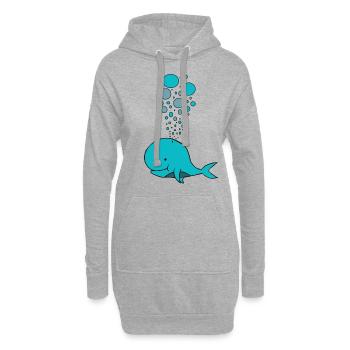 Small Whale - Hoodie Dress - heather grey - Front