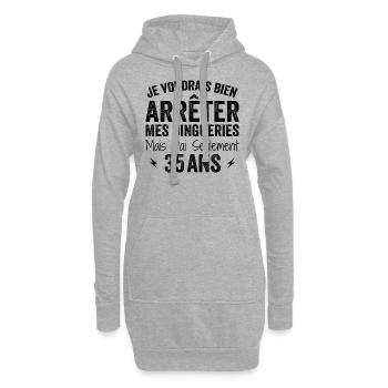 Ich werde 35 Jahre alt - 35. Geburtstag, 35. Geburtstag - Hoodie-Kleid - Grau meliert - Vorne