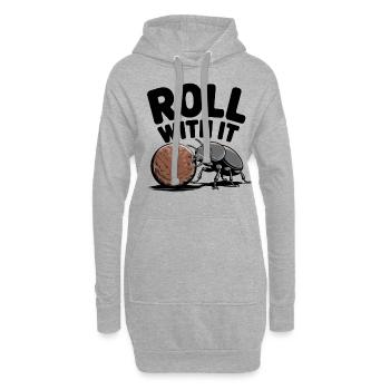 Roll With It Illustration mit Lustigem - Hoodie-Kleid - Grau meliert - Vorne
